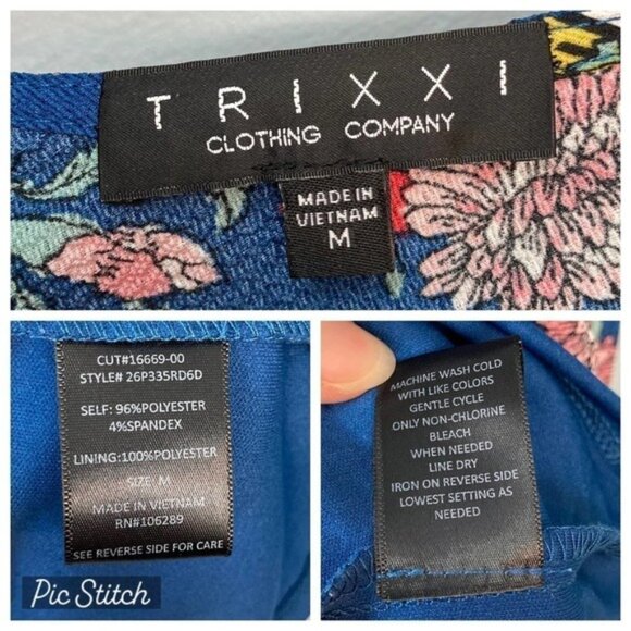 TRIXXI Clothing Company Midnight Blue Crepe Floral Suplice Romper Women's Size M - Picture 10 of 12